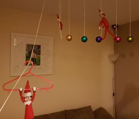 Elf On The Shelf Bungee Jumping, Elf On Shelf Parachute, Swinging Elf On The Shelf, Ninja Elf On The Shelf, Elf On The Shelf Outfits, Crazy Elf On The Shelf Ideas, Elf Ninja, Elf 2024, Elf Pattern