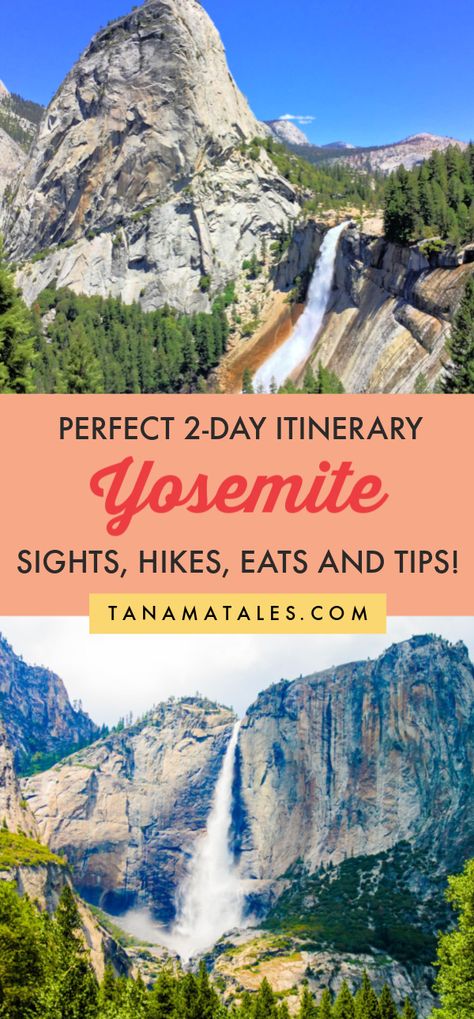 Things to do in #Yosemite National Park - Wanting to visit Yosemite? It is your lucky day since my 2-day itinerary covers sights (Half Dome, El Capitan, Yosemite Falls, Bridalveil Fall, Sequoia Groves), hikes (Mist Trail to Nevada and Vernal Falls, Mirror Lake), eats, lodging, best photography viewpoints and things you need to know before visiting. It is going to be a fun ride! Do not miss it! #California #National Park #SierraNevada #USA Photography Viewpoints, Yosemite Itinerary, New York Tourist, Yosemite Trip, Vernal Falls, National Parks America, National Park California, Yosemite Falls, Mirror Lake