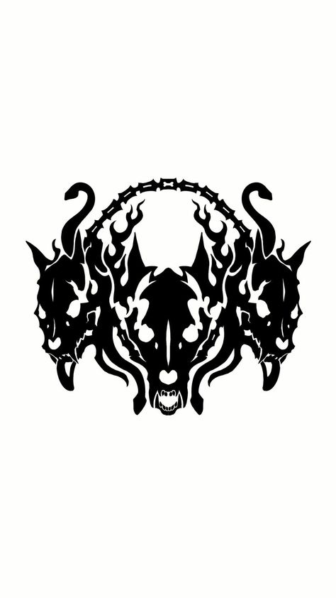 Cerberus Symbol, Cerberus Tattoo Design, Cerberus Tattoo, Fenrir Tattoo, Fantasy Logo, Animal Tattoo Ideas, Cool Symbols, Rune Tattoo, Magic Symbols