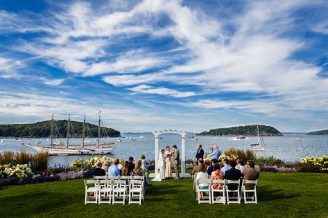 The Best Bar Harbor Wedding Venues Bar Harbor Inn, Makeup Bar, Maine Wedding Venues, Maine Wedding Photography, Maine Photography, Harbor Wedding, Bar Harbor Maine, Mount Desert Island, Indoor Ceremony