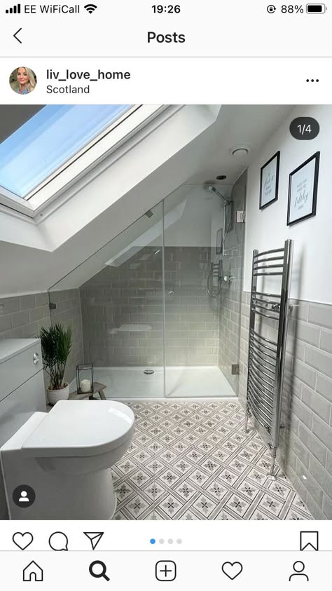 Slanted Ceiling Bathroom, Sloped Ceiling Bathroom, Loft Ensuite, Attic Shower, Small Attic Bathroom, Loft Conversion Bedroom, Bathroom Under Stairs, Small Shower Room, Ensuite Shower Room