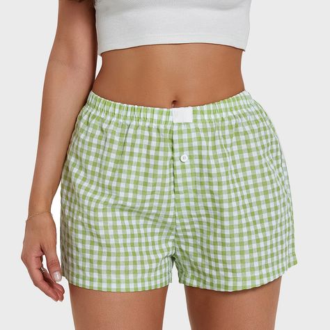 Boxers are back and we’re here for it!! $22 sizes S-XL. Comment “boxers” to purchase! Short Women Outfits, Cotton Boxer Shorts, Women Y2k, Plaid Pajamas, Top Streetwear, Maxi Dress Cocktail, Elastic Waist Shorts, Lounge Shorts, Sweaters And Leggings