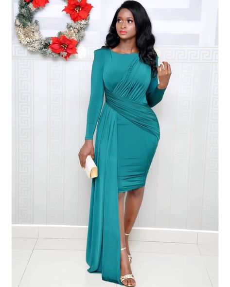 Green Ruffle Dress with side Tail UK10-14 N15500 Dress With Side Tail, Green Ruffle Dress, Ruffle Dress, Cute Dresses, One Shoulder Dress, Fashion Dresses, Long Sleeve Dress, Dress Es, Couture