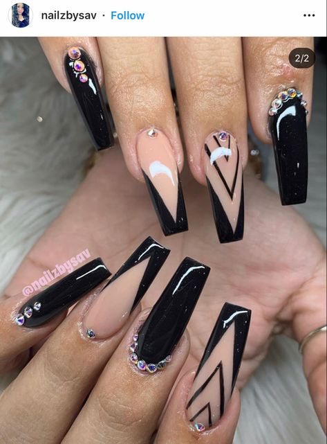 Coffin Acrylics, Black Acrylic Nails, Acrylic Nail Set, Diy Acrylic Nails, Simple Acrylic Nails, French Acrylic Nails, Classy Acrylic Nails, Fall Acrylic Nails, Black French