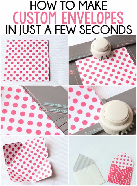 How to make custom envelopes in seriously just a few seconds! This looks so simple, I have to try it! #HSNPartyPack #sponsored Envelope Punch Board Projects, Envelope Maker, How To Make An Envelope, Envelope Punch Board, Diy Envelope, Scrapbook Tag, Paper Crafts Card, Punch Board, Custom Envelopes