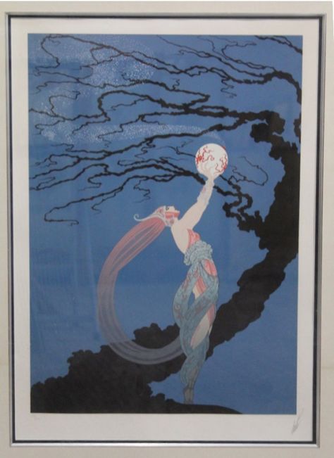 Erte Fireflies Serigraph Erte Art Deco, Erte Art, Romain De Tirtoff, Aubrey Beardsley, Art Deco Illustration, Art Deco Print, Art Deco Movement, Foxtrot, Harper's Bazaar