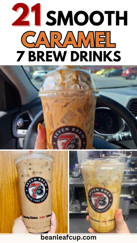 Struggling to find a caramel coffee that hits the spot? These 7 Brew caramel drinks, from macchiatos to blondies, are like dessert in a cup! Save this pin to find your new favorite 7 Brew orders! Salted Caramel Iced Coffee Recipe, 7brew Blondie Coffee Recipe, 7 Brew Drinks To Try, 7 Brew Coffee Orders, Seven Brew Coffee Drinks, 7brew Coffee Drinks, 7brew Recipes, 7 Brew Drinks Orders, 7 Brew Coffee Recipes