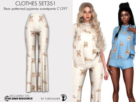 The Sims Resource - Clothes SET351 - Bear patterned pyjamas sweatpants C1297 Sims 4 Mods Pjs, Lynxsimz Sims 4 Cc, Sims 4 Pajama Pants, Sims 4 Cc Pajama Set, Sims 4 Cc Pandasama, Street Wear Sims 4 Cc, Sims4 Pregnancy Clothes, The Sims 4 Cc Sleepwear, Sims 4 Pj's Cc