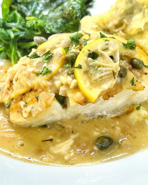 Chilean Sea Bass with a Pineapple-Dijon Pan Sauce - A Feast For The Eyes Piccata Sauce, Pancakes For Two, Piccata Recipe, Leftover Bread, Fish Fillet, Delicious Dinner, Fish Dishes, Mediterranean Recipes, Salted Butter