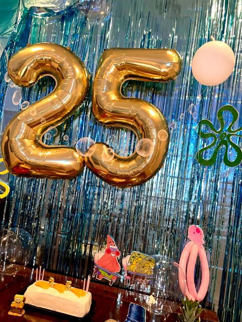 Spongebob Photo Backdrop, 25 Years Later Spongebob, Spongebob Birthday Party Adult, 25th Birthday Spongebob Theme, Spongebob Adult Birthday Party, Spongebob Backdrop, Spongebob 25 Birthday, Spongebob 25th Birthday Party, Adult Spongebob Party