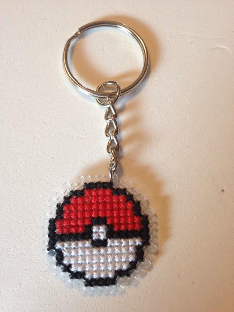 Mini Pokemon Cross Stitch Patterns, Cross Stitch Necklace Patterns, Cross Stitch Pokeball, Pokeball Embroidery, Keychain Cross Stitch, Cross Stitch Earrings Patterns, Cross Stitch Keychain Pattern, Cross Stitch Pokemon, Tiny Cross Stitch Patterns