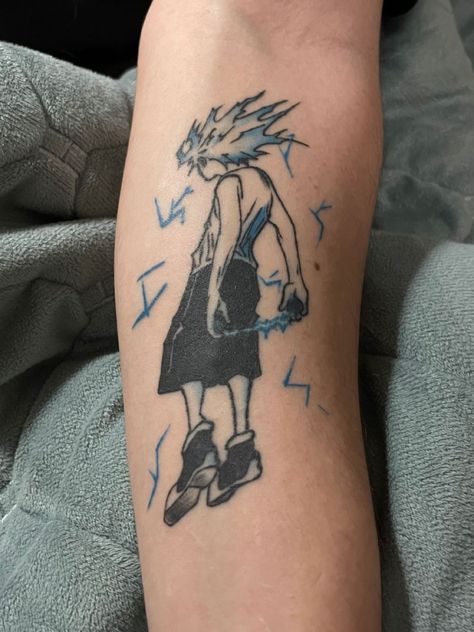 Killua Tattoo, Dragon Tattoo Ideas, Hunter Tattoo, Taboo Tattoo, Artsy Tattoos, Graffiti Tattoo, Manga Tattoo, Retro Tattoos, Japanese Dragon Tattoos