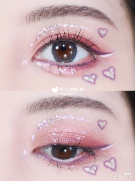 Artsy Makeup, Korean Eye, Heart Makeup, Soft Eye Makeup, Korea Makeup, Cute Eye Makeup, Doll Eye Makeup, Makeup Face Charts, Ethereal Makeup