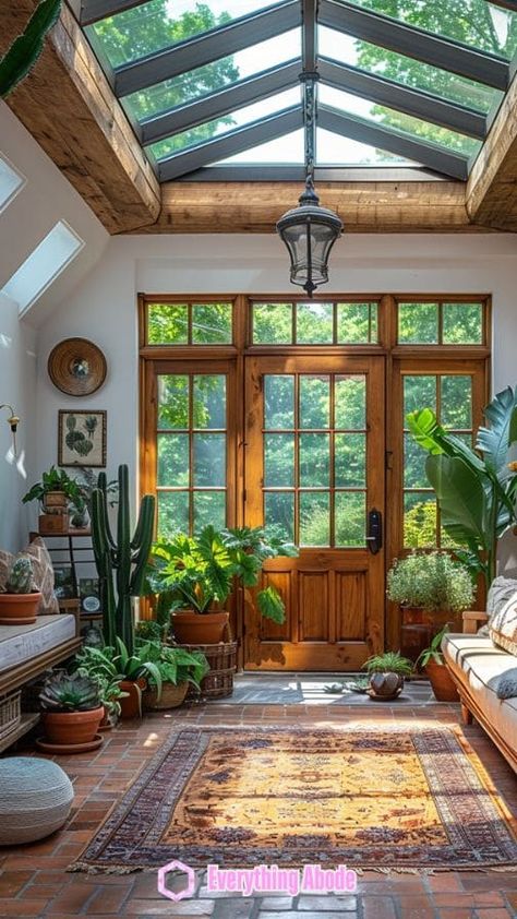 26+ Stunning Sunny Sunroom Ideas That'll Make Your Heart Swoon Sunroom Off Of Living Room, Updating Sunroom, Sunroom Off Master Suite, Solarium Bedroom, Small Sunroom Addition, Craftsman Sunroom, Sunroom Plants, Tiny Sunroom, Plant Sunroom