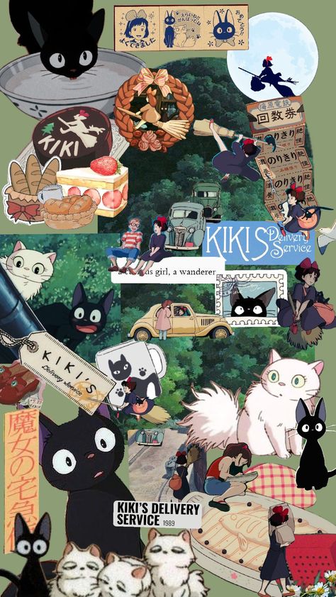 Kikis Delivery Service Fanart, Kiki's Delivery Service Wallpaper, Jiji Kiki, Kiki Cat, Kikis Delivery Service, Adam Ellis, Wallpaper Gatos, Personajes Studio Ghibli, Studio Ghibli Background