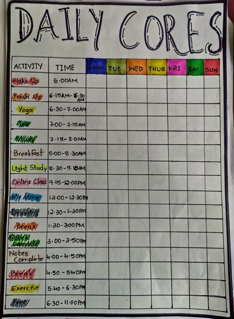 Day Time Table For Students, Time Table For A Student, Study Times Table, Time Table Ideas Daily Schedules, How To Make Time Table For School, Study Table For Students, Time Table Drawing Ideas, How To Make Study Table, Namaz Time Table Chart