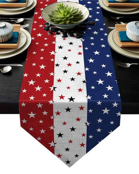 PRICES MAY VARY. Cotton&linen [High-Quality] Made Of Polyester Fabric,this Rustic Memorial Day/Flag Day/Veterans Day/American President Election Decorations Table Runner for Country,Primitive,Cabin/Lodge is Durable/Wrinkle/Heat Resitant/,Protect your table top from stains,or scratch;Fine workmanship&Fully stitched and hemmed [Independence Day Tablecloths Table Runner]：With Digital transfer print,the patterns has vivid and bright color,Not fading and bleeding. Match Well With Placemat Sets,Tablec Table Runner Decorations, Patriotic Table Runner, Table 13, Table Top Covers, Wedding Dining, Blue Table Runner, Burlap Table Runners, Patriotic Decor, Table Small