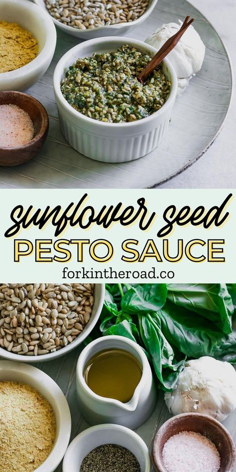 Sunflower Seed Pesto, Fresh Pesto Recipe, Vegetarian Pesto, Pine Nut Pesto, Nut Free Pesto, Sauce For Pasta, Easy Pasta Sauce, Green Eating, Vegan Pesto