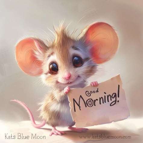 Mouse Puppet, Maus Illustration, Good Night Love Pictures, Good Morning Animals, Good Morning Funny Pictures, Cute Good Night, Morning Funny, Good Morning Funny, Cute Fantasy Creatures