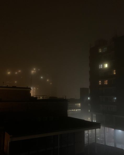 catching up on time - moody aesthetic photos smoggy fog foggy night time skyline dark vibe Foggy Aesthetic City, Fog Aesthetic City, Dark Town Aesthetic, Foggy Day Aesthetic, Dark City Aesthetic, Foggy Aesthetic, Dark Moody Aesthetic, Foggy City, Dark Hour