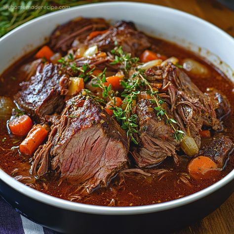 A slow-cooked Italian pot roast simmered with aromatic vegetables, red wine, and herbs for a savory and tender meal. Italian Pot Roast, Bobby Flay Recipes, Classic Pot Roast, Italian Roast, Recipes Italian, Baked Asparagus, Roast Beef Recipes, Classic Italian Dishes, Pot Roast Recipes