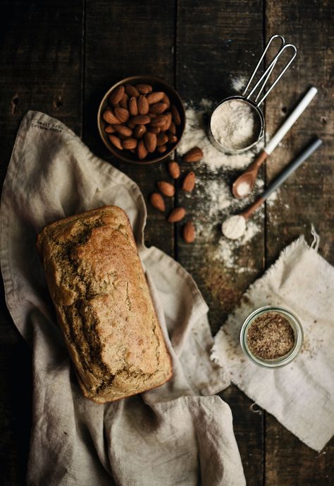 Almond Flax Loaf from The Good Kitchen | Food & Prop Styling + Photography by Kay Isabedra Baked Goods Photography Food Styling, Bread Photography Food Photo, Bread Photography Styling, Loaf Photography, Bread Pictures, Bread Photos, Prop Styling Photography, Bread Photo, Food Photography Cake