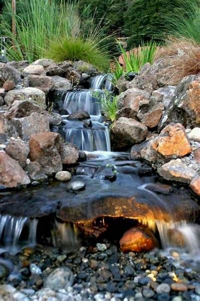 Breathtaking Backyard Waterfall Kolam Air, Outdoor Waterfalls, Taman Air, Outdoor Water Features, Fountains Backyard, Garden Waterfall, Pond Waterfall, Pond Water Features, Pond Landscaping