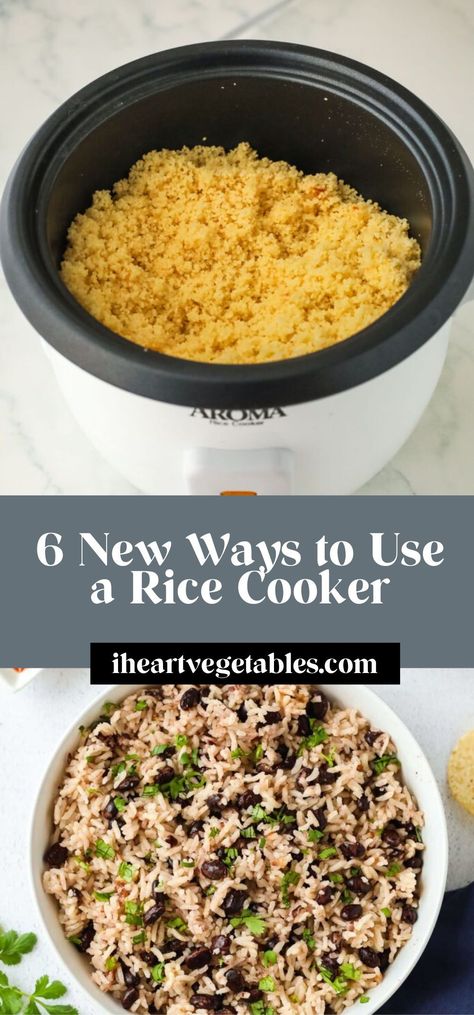 Did you know you can use your rice cooker to make everything from macaroni and cheese to rice and beans? Grab your rice cooker and give one of these unique recipes a try! Aroma Rice And Grain Cooker Recipes, Rice Recipes Rice Cooker, Rice Cooker Chicken And Rice, Rice Cooker Rice Recipes, Rice Cooker Meals Recipes, Rice Recipes In Rice Cooker, Rice Cooker Recipes Vegetarian, One Pot Rice Cooker Meals, Aroma Rice Cooker Recipes