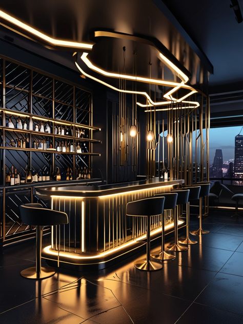 Home Bar Designs Luxury, Back Bar Design, Club Design Interior, Sake Bar, Bar Counter Design, Bar Design Awards, Nightclub Design, Bar Inspiration, Luxe Lounge