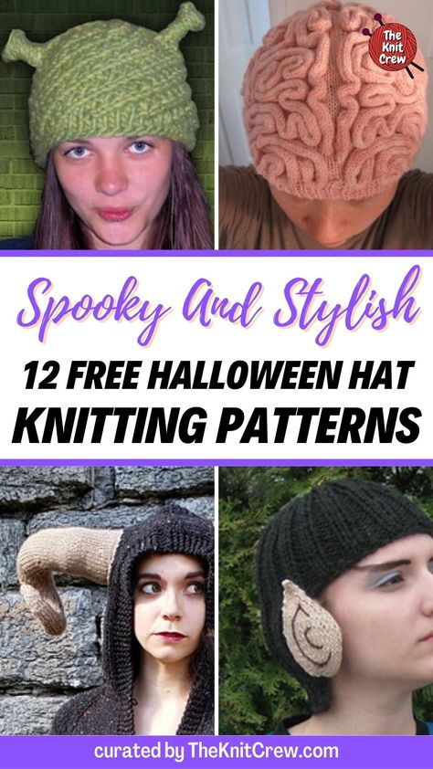 Embrace the spirit of Halloween with this carefully curated collection of knitting patterns for spooky, stylish hats. Curated by The Knit Crew. Halloween Costume Game, Halloween Knitting Patterns, Halloween Knitting, Spirit Of Halloween, Halloween Hat, Halloween Socks, Creative Knitting, Halloween Hats, Hat Knitting