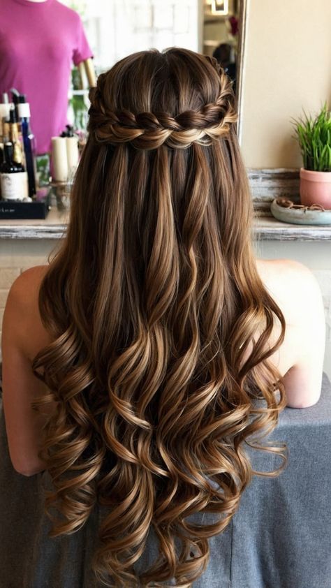 Updo Brunette, Prom Hairstyles Curly, Curled Hairstyles For Medium Hair, Bridesmaid Hair Inspo, Prom Proposals, Hair Stayl, Formal Hairstyles For Long Hair, Hair Style Vedio, Ball Hairstyles