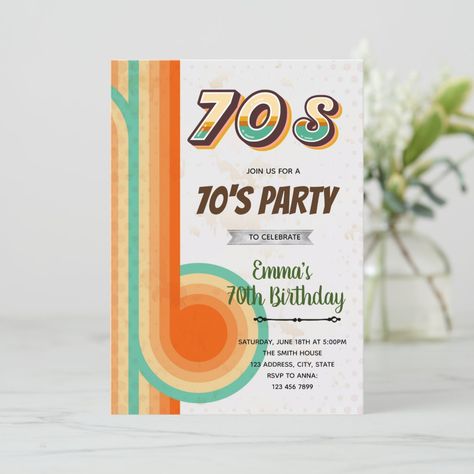 70s Birthday Theme, Bollywood Party Decorations, 70s Birthday, 1970s Party, 60s Theme, Invite Design, Holiday Party Themes, 50th Bday, Bollywood Party