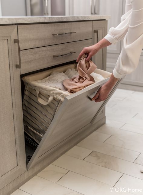 Fold down closet hamper can reduce the stress of seeing dirty clothes before laundry day| Innovate Home Org Columbus Ohio Hidden Hamper, Easy Closet Organization Ideas, Easy Closet Organization, Custom Closet Shelving, Easy Closet, Organizing Walk In Closet, Glam Closet, Master Closet Design, Custom Closet Organization