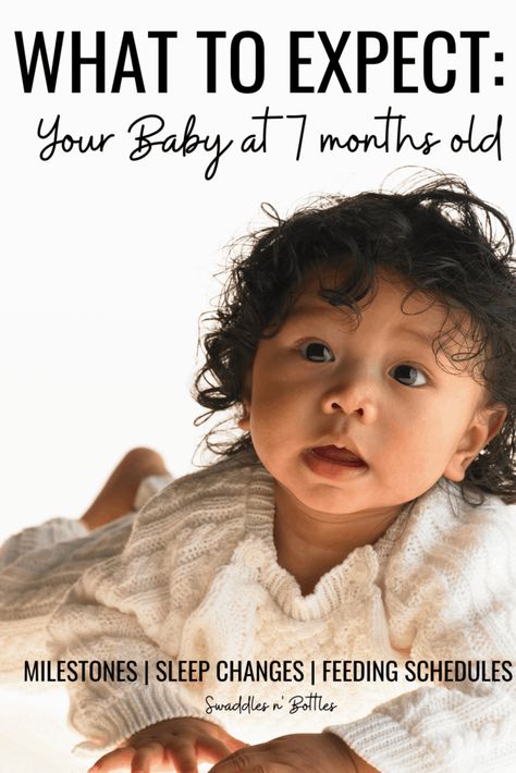 What milestones will baby hit at 7 months old? How much should baby be sleeping? What should baby be eating? We've got all the answers for you here! 7 Month Milestones, 7 Month Baby, 7 Month Old Baby, Mom Essentials, New Mom Gift Basket, Newborn Tips, Mother Board, Things To Do Today, Advice For New Moms