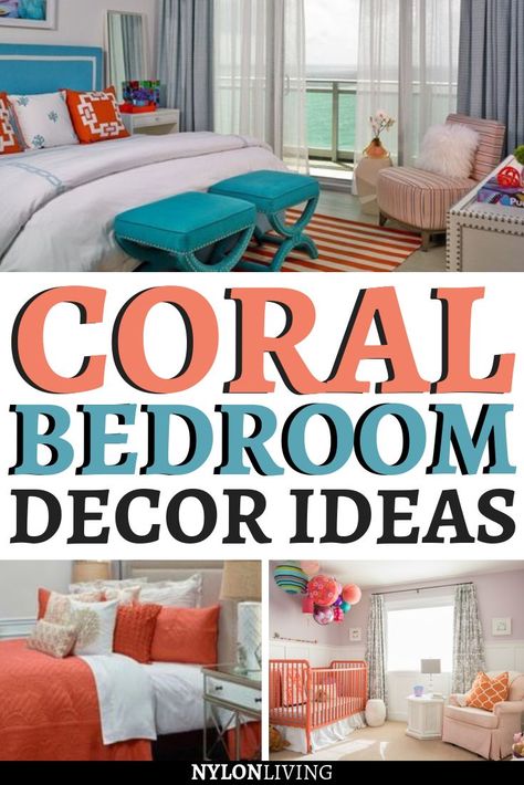 The new fave coral peach color is a perfect one for the more intimate spaces in your home. Not ready to commit to a coral peach color? Coral bedroom decor works well with coral colored sheets, coral colored bedding or even just a coral colored throw blanket. Other colors like grey, greens and blues will make the coral peach color pop. Check out a few coral bedroom decor ideas. #coral #bedroomdecor #bedroomdesign #bedroomideas Coral Bedroom Decor, Coral Nursery Decor, Coral Bathroom Decor, Trendy Bedroom Ideas, Colored Bedding, Peach Bedroom, Coral Peach Color, Coral Room, Coral Bathroom