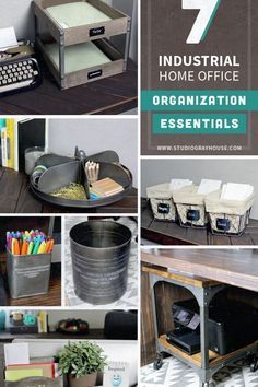 Home Office Decor. H Farmhouse Office Decor Work Spaces, Industrial Home Office, Office Decor Work, Farmhouse Office Decor, Industrial Home Offices, Office Organization At Work, Farmhouse Office, Work Office Decor, Industrial Home