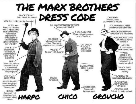 The Marx Brothers Dress Code Marx Brothers, Jewish Humor, Motivational Interviewing, Comedy Duos, Groucho Marx, Classic Comedies, All In The Family, Cult Movies, Yesterday And Today