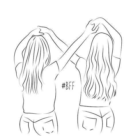 Bff Journée De L'amitié Dessin Illustrat... | Premium Vector #Freepik #vector #bff Besties Drawing Best Friends, Best Friend Drawing Sketches, Cute Best Friend Drawings, Beat Friends, Friends Sketch, Dibujo Simple, Best Friend Drawings, Best Friend Day, Bff Drawings