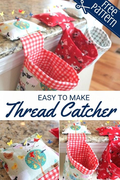 Free Thread Catcher Tutorial with pin cushion | Sewing with Scraps #freesewingpattern #sewingpattern Thread Catcher Pattern, Butterfly Quilts, Thread Catcher, Tutorial Sewing, Pin Cushions Patterns, Sewing Machine Projects, Diy Socks, Sew Ins, Beginner Sewing Projects Easy