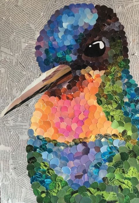 Art From Magazines, Birds Collage Art, How To Make Newspaper Collage, Paper Collage Art Birds, 3d Art Collage, Spring Collage Art, Collage Competition Ideas, 3d Collage Ideas, Mosaic Collage Art