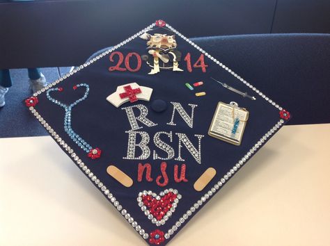 Nova Southeastern University NSU Nursing grad cap Nova Southeastern University, Southeastern University, University Graduation, Grad Cap, Graduation Cap, Nursing, High School, Playing Cards, University