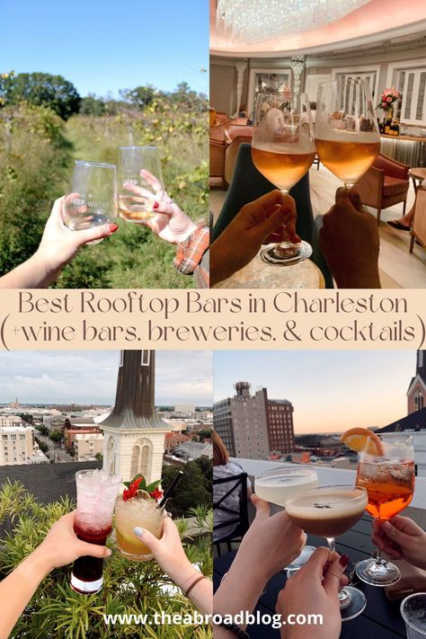 My list of recommendations for the best Charleston cocktail bars, rooftop bars in Charleston, etc. #charlestonsc #charleston #cocktails #rooftopbars 30th Birthday Charleston Sc, Charleston Cocktails, Charleston Bars, Visit South Carolina, Charleston Food, Rooftop Dining, Best Cocktail Bars, Pack Up And Go, Charleston Travel