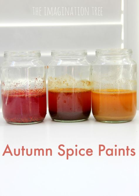 Autumn Spice Paints Recipe - The Imagination Tree Autumn Activities Eyfs, Eyfs Crafts, Autumnal Activities, Autumn Eyfs Activities, Puffy Paint Recipe, Preschool Autumn, Autumn Eyfs, Braille Activities, Leaf Print Art