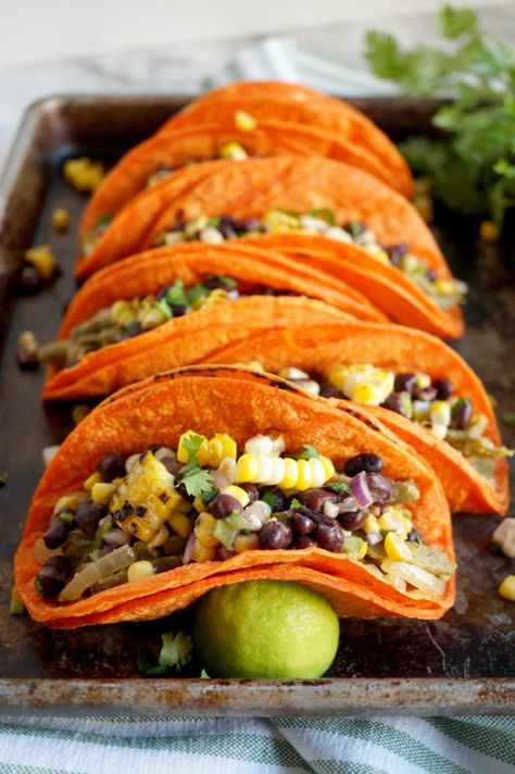 vegan nopales tacos with charred corn and black bean salsa Nopales Tacos, Seared Albacore Tuna, Vegan Mexican Food, Corn And Black Bean Salsa, Vegan Burritos, Vegan Tacos Recipes, Pork Carnitas Tacos, Corn And Black Bean, Tacos Recipes