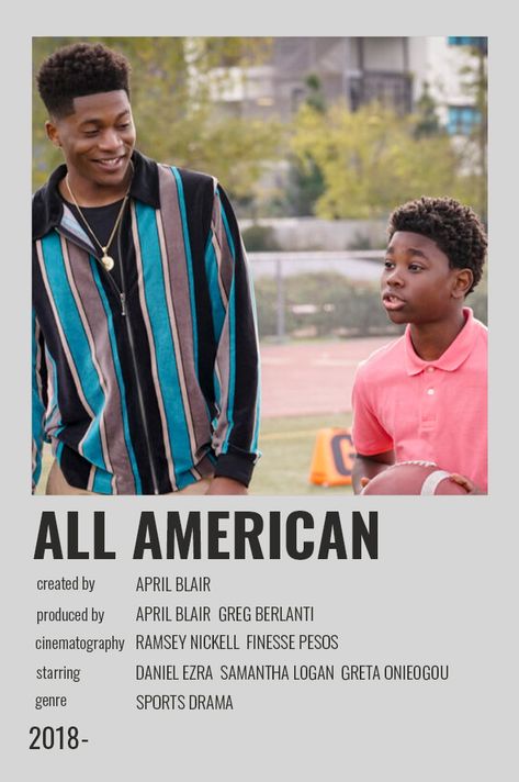 All American Poster, All American Show, Black Love Movies, Black Movies, Greg Berlanti, American Tv Show, American Boys, Polaroid Posters, All American Boy