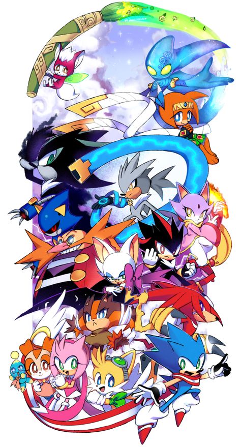 Sonic Skyline//1st Anniversary by Drawloverlala on DeviantArt Sonic Skyline, Sonic Wallpaper, Sonic And Tails, Sonic Mania, Sonic Heroes, Sonic Fan Characters, Blue Hedgehog, Sonic Franchise, Sonic Adventure