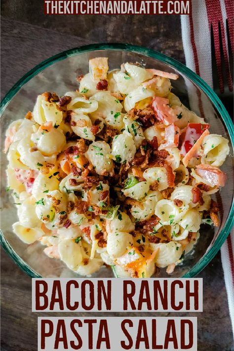 Pasta Salad Ranch Dressing, Chicken Bacon Ranch Pasta Salad, Bbq Pasta, Homemade Pasta Salad, Bacon Pasta Salad, Salad Recipes With Bacon, Summer Pasta Salad Recipes, Bacon Ranch Pasta, Bacon Ranch Pasta Salad