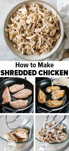 Making Shredded Chicken, Shred Chicken, Chicken Shredded, Make Shredded Chicken, Kitchen Hack, Shredded Chicken Recipes, Boiled Chicken, Poached Chicken, Photo Food