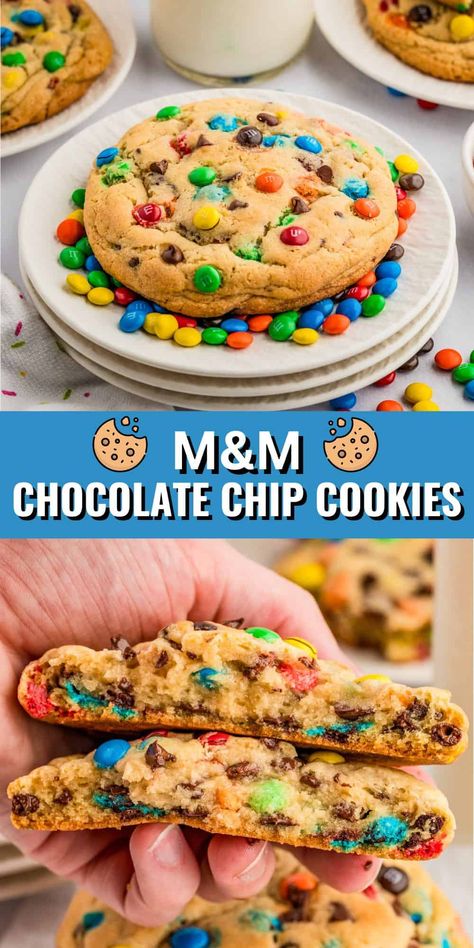 Thick and chewy, these M&M Chocolate Chip Cookies are a fun, tasty cookie recipe that you will want to make over and over again. M M And Chocolate Chip Cookies Recipe, M & M Cookie Recipes, The Best M&m Cookies, M&m Cookie Pie, Mand M Cookies, M N M Cookies Recipes, M&m Cookies, Pop Tart Cookies, Thick Cookie Recipes