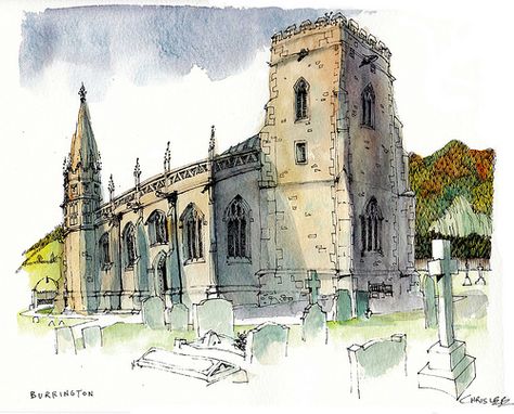 Burrington Combe, Somerset | Flickr - Photo Sharing! Buildings Sketch, Architectural Watercolor, Building Drawings, Salisbury Cathedral, Building Sketch, Pen And Wash, Building Drawing, Watercolor Architecture, Travel Sketches